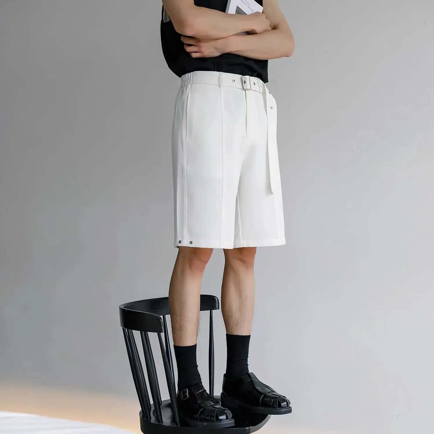 Elastic Waist Belted Culottes Shorts