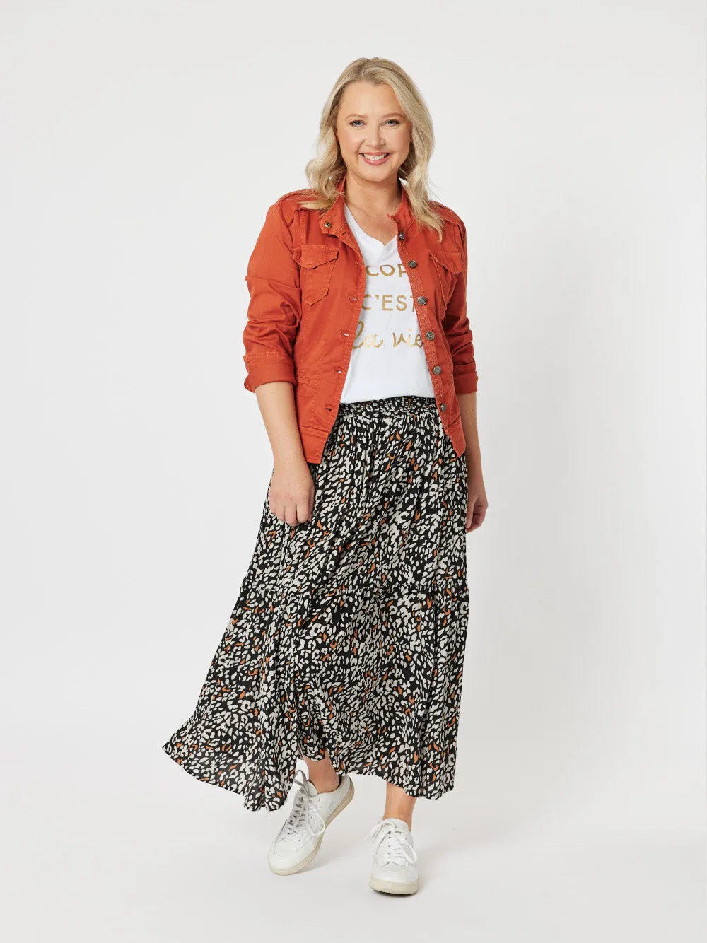 Ella Animal Print Skirt - Toffee