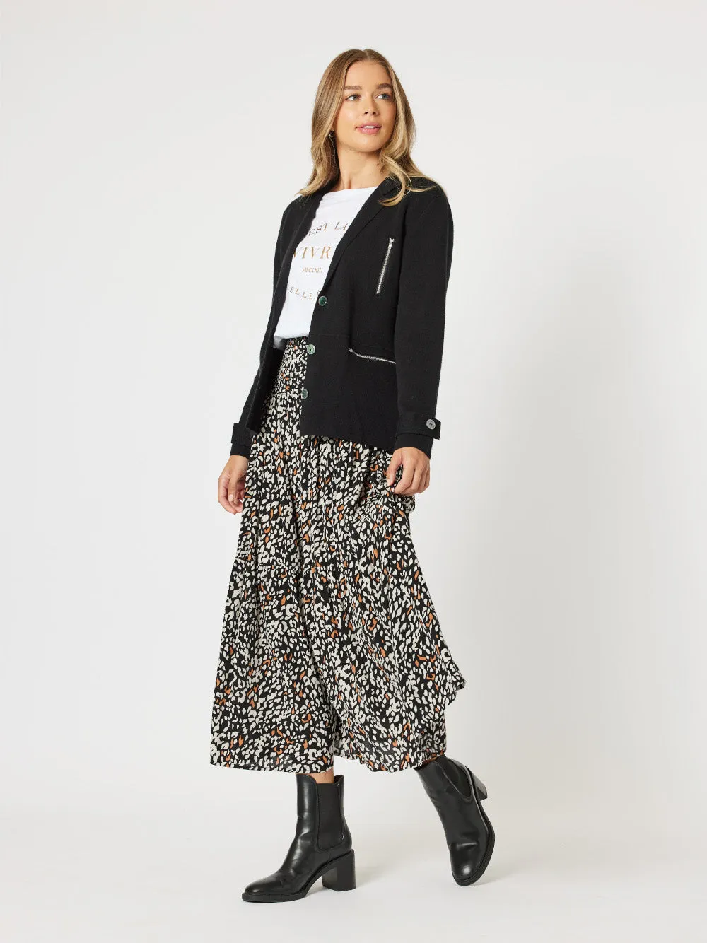 Ella Animal Print Skirt - Toffee