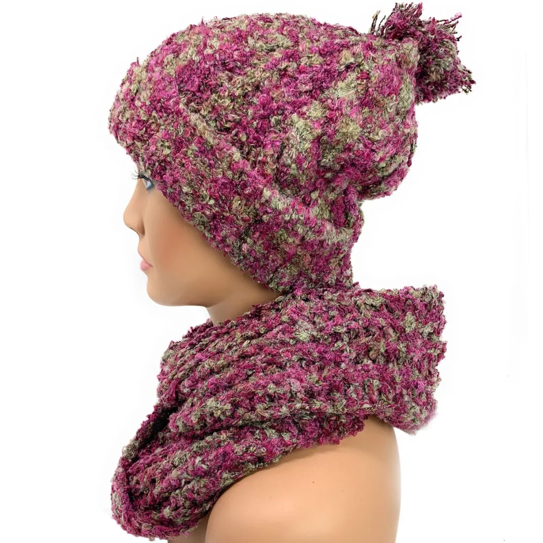 Empire Cove 2 Piece Knit Cuff Beanie Scarf Gift Set Pom Pom Winter