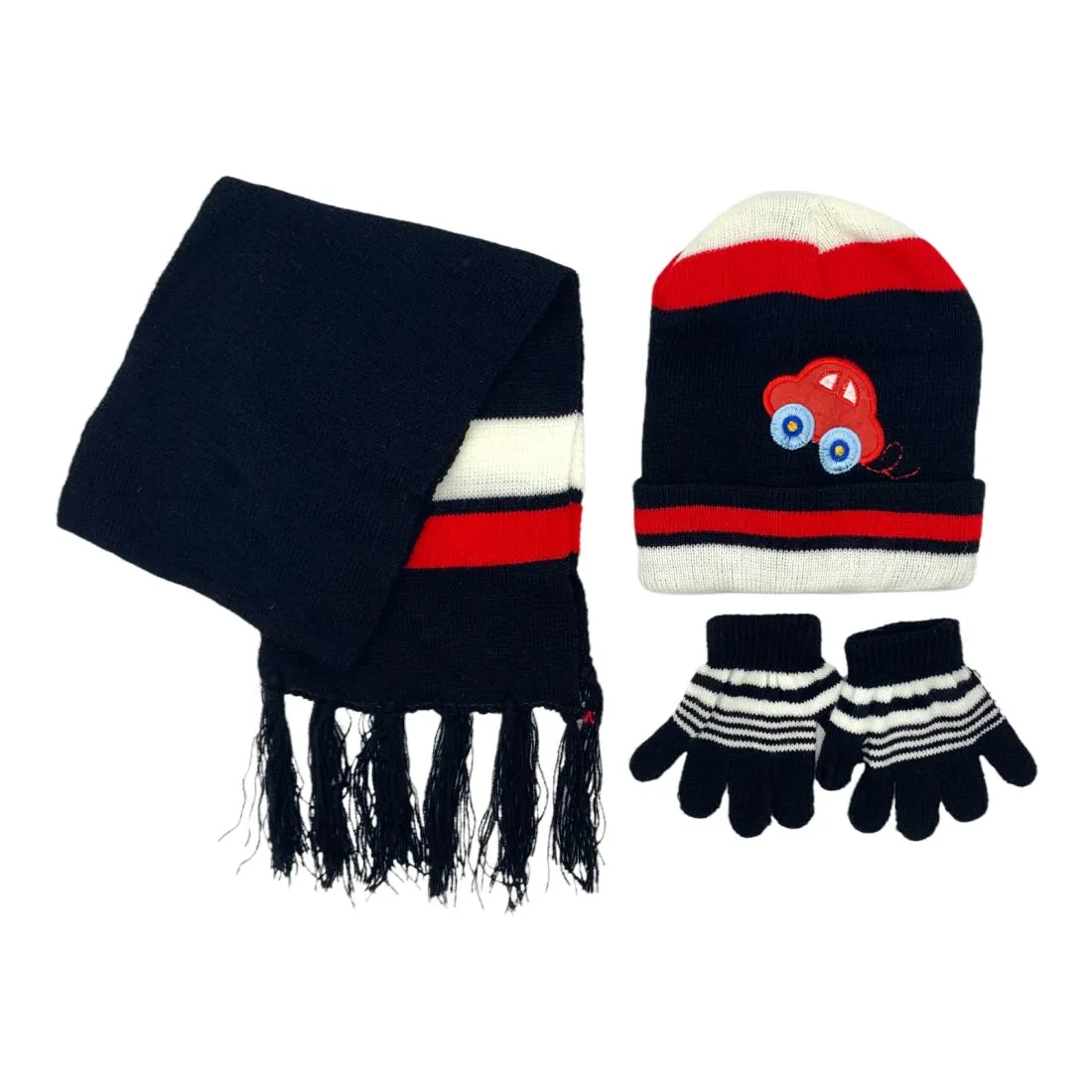 Empire Cove 3 Piece Kids Winter Knit Beanie Set Gloves Hats Scarves Girls Boys