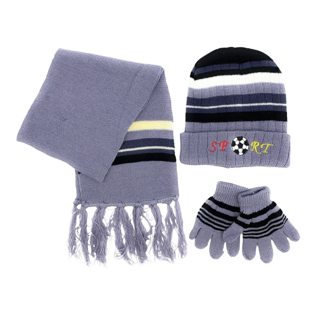 Empire Cove 3 Piece Kids Winter Knit Beanie Set Gloves Hats Scarves Girls Boys