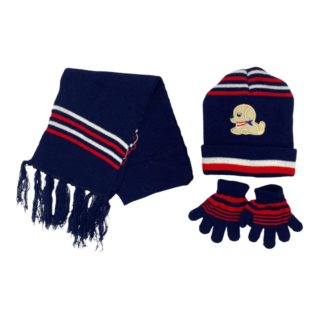 Empire Cove 3 Piece Kids Winter Knit Beanie Set Gloves Hats Scarves Girls Boys