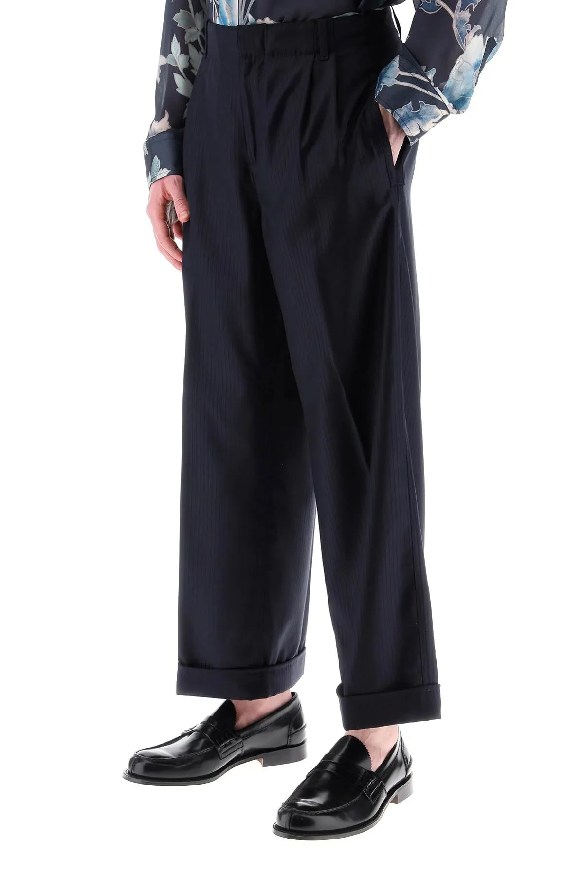 Etro striped wool cropped trousers