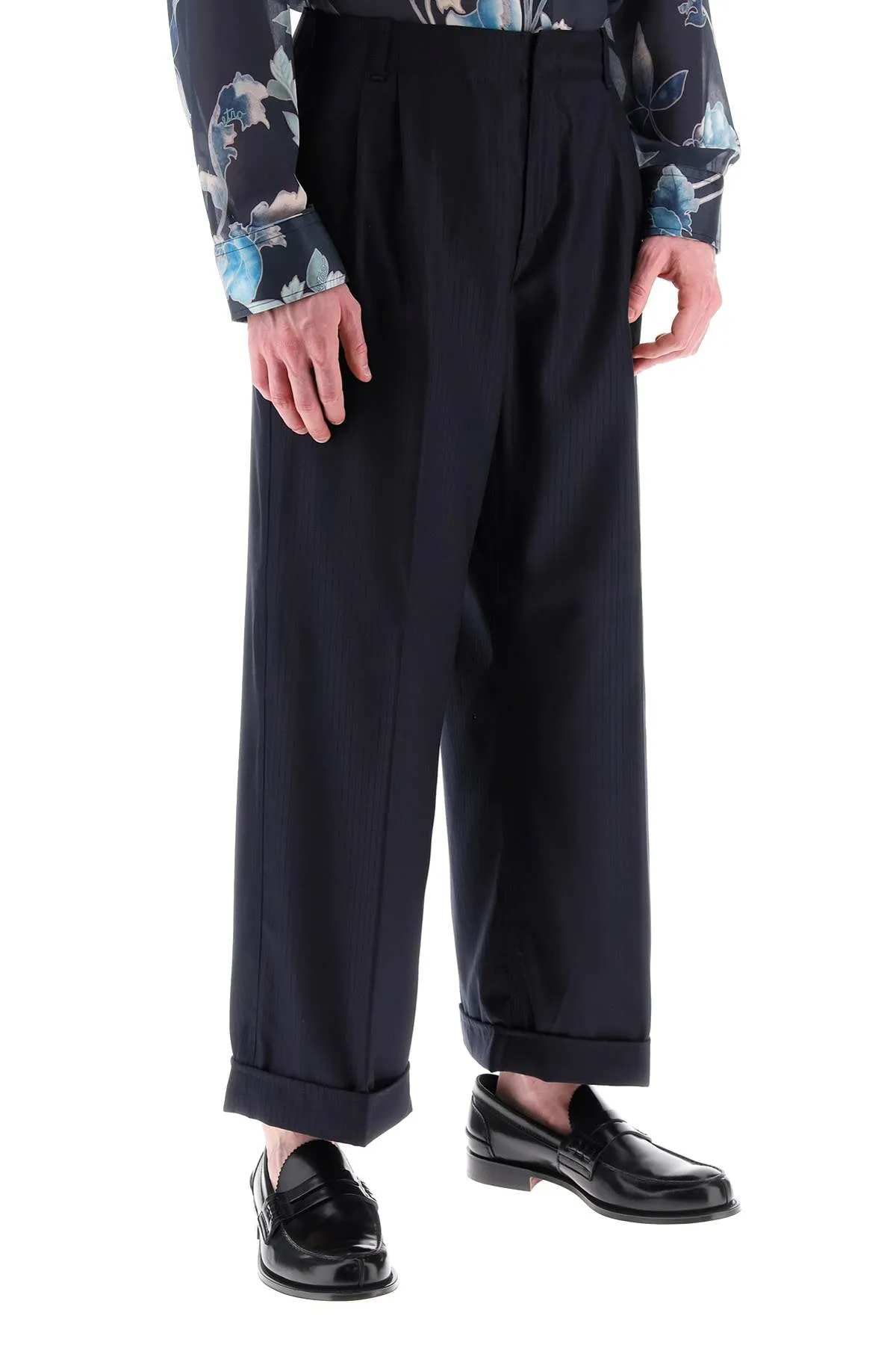 Etro striped wool cropped trousers