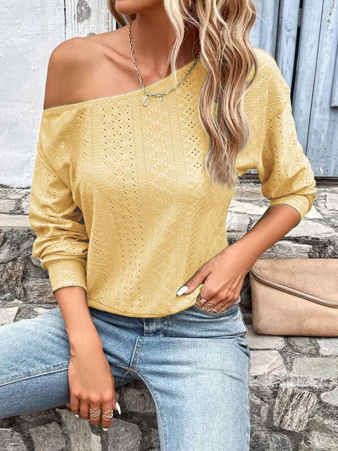 Eyelet Dropped Shoulder Blouse