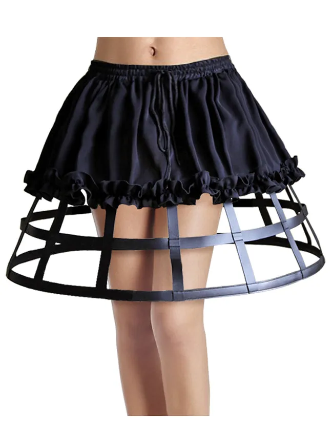 Fashion Black Short Petticoat Steel Boned Crinoline Underskirt