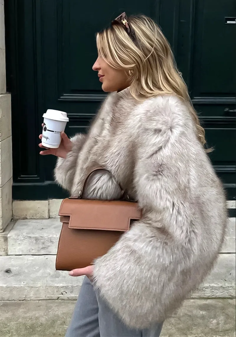 Faux Fur Jacket V Collar - Iconic Street Fashion