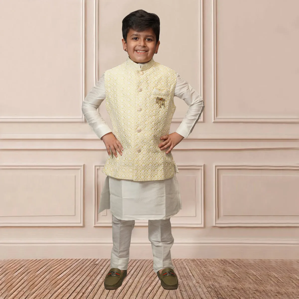 Floral Printed Boys Kurta Pajama