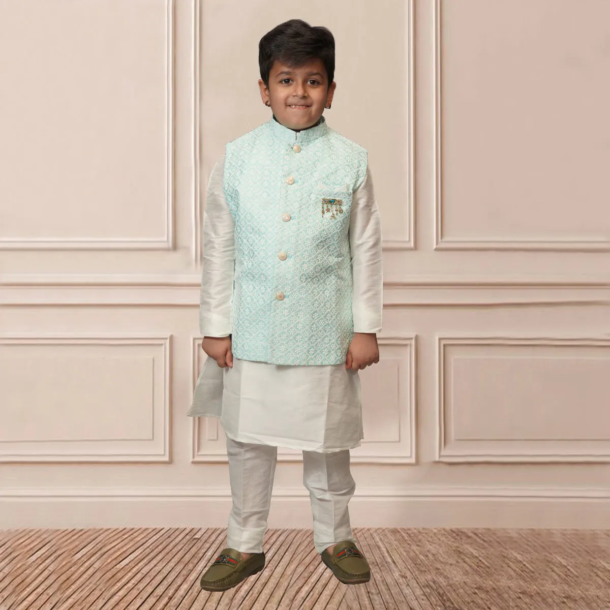 Floral Printed Boys Kurta Pajama