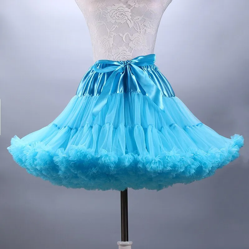 Fluffy Women's Tutu Skirt Adult Tulle Short Petticoat with Ruffles