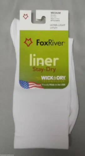 Fox River 4478 Wick Dry Alturas Socks Ultra-Lightweight Crew Liner Sock White M