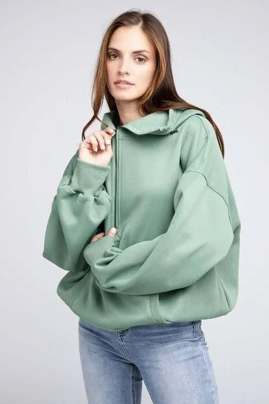 Front Pocket Half Zip Hoodie