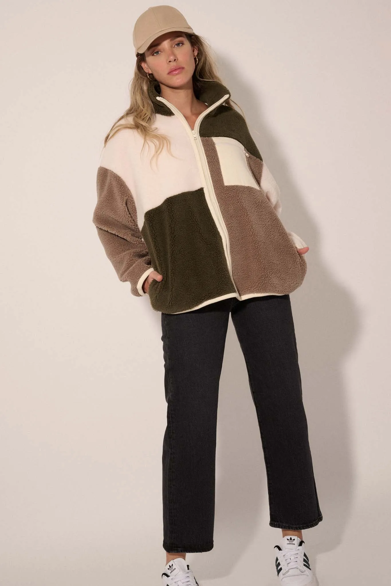 Fuzzy Logic Colorblock Sherpa Fleece Jacket