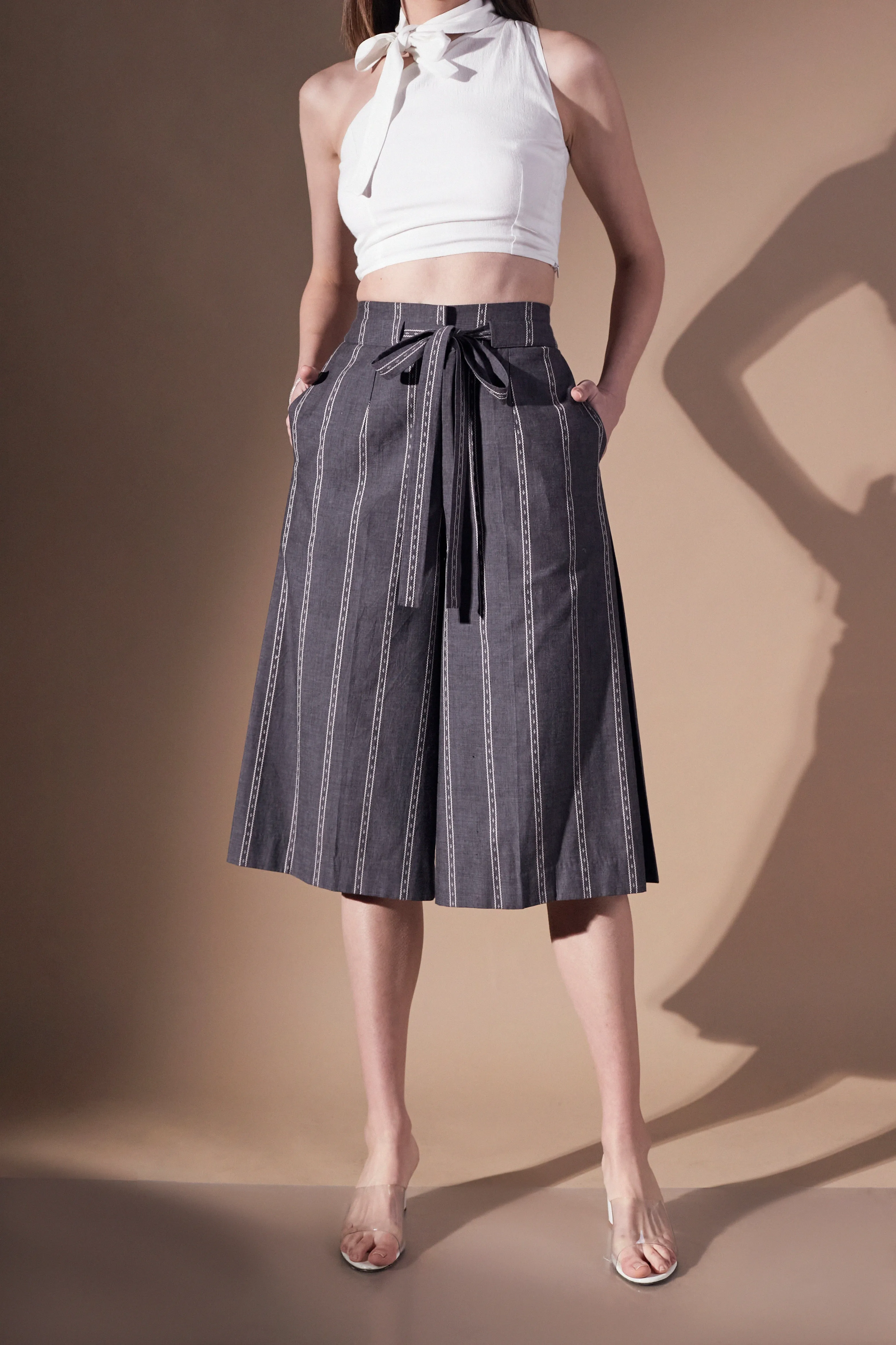 Grey Comfortable Women's Formal Wear Culottes