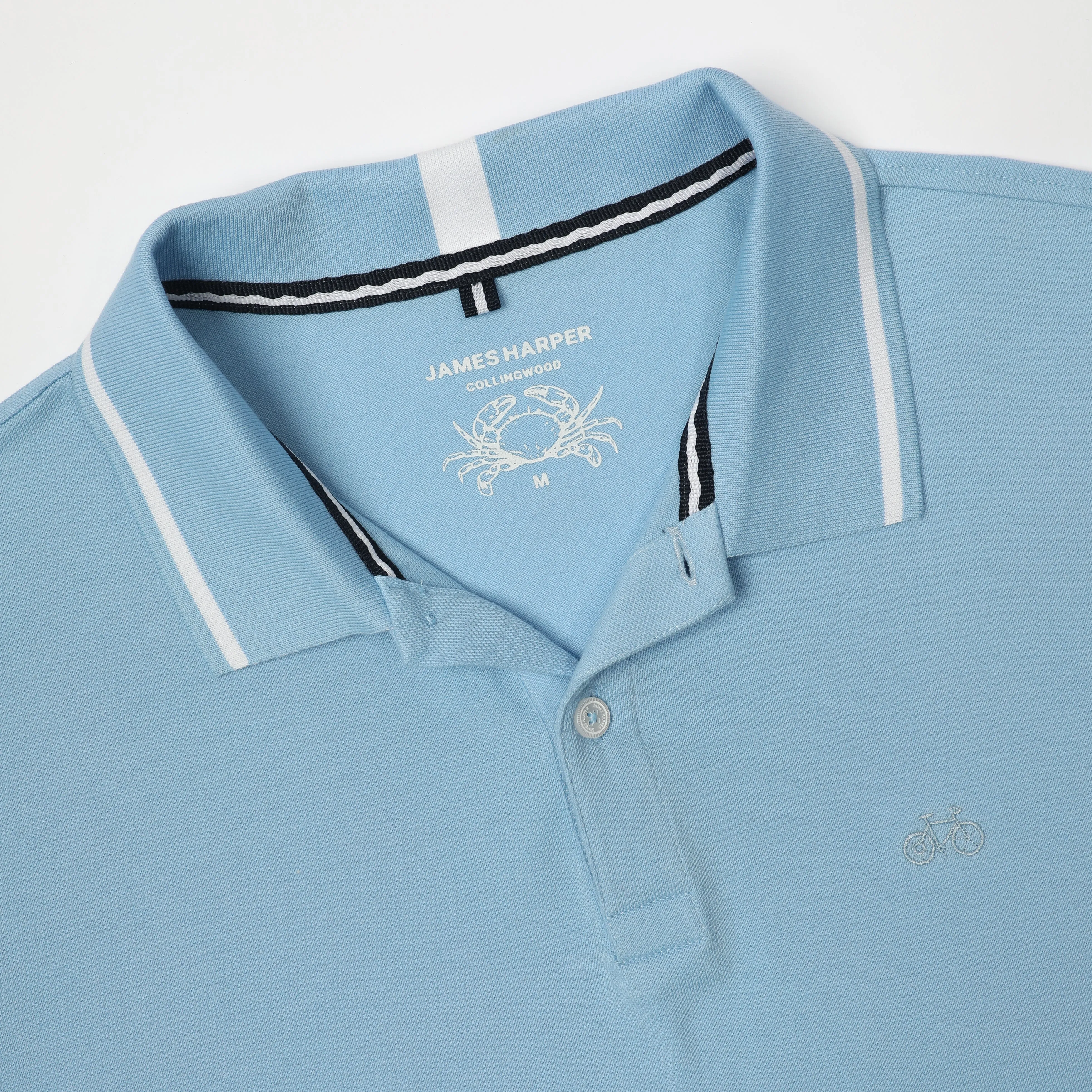 Ice Blue Button Pique Polo