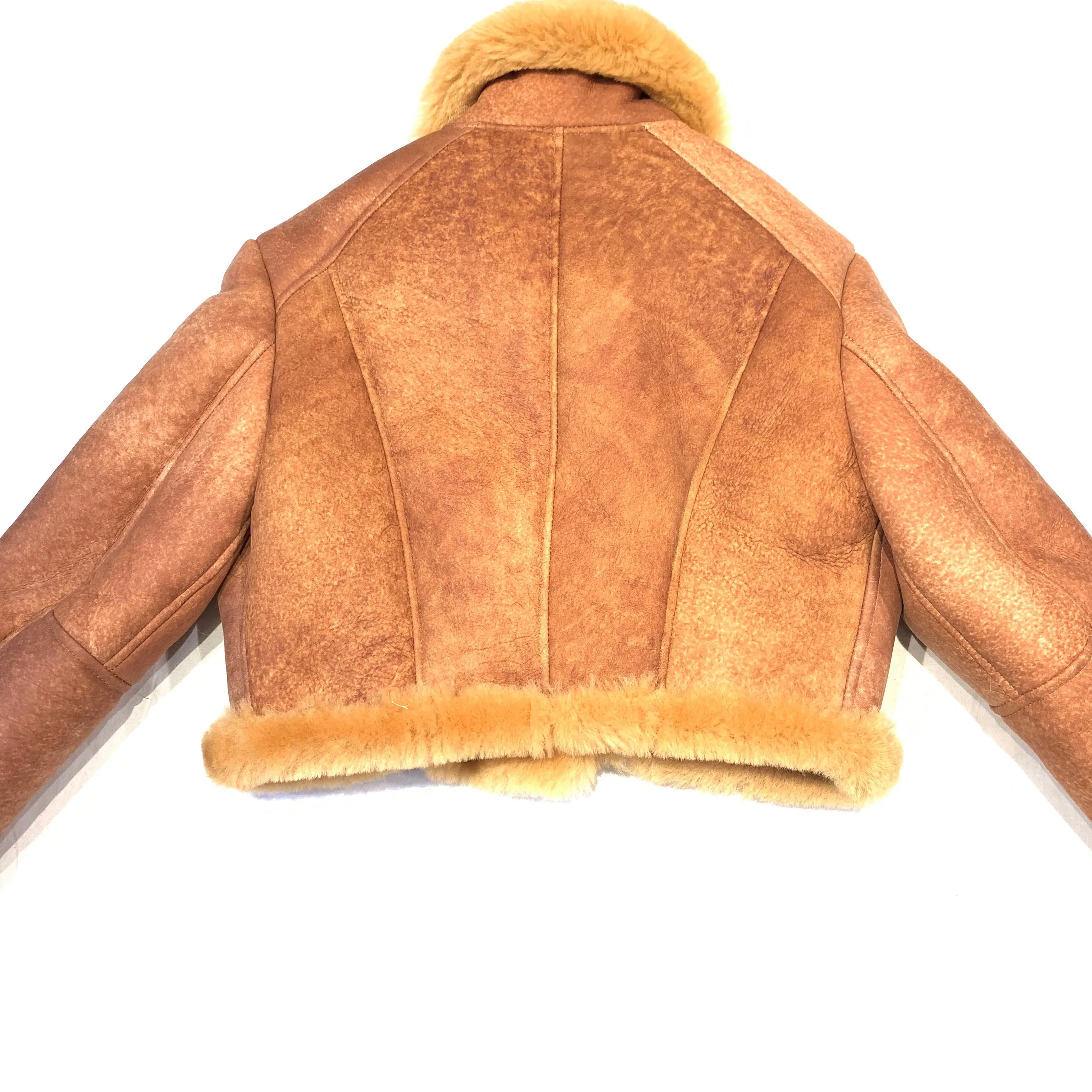 Kashani Ladies Whisky Cropped Shearling Biker Jacket