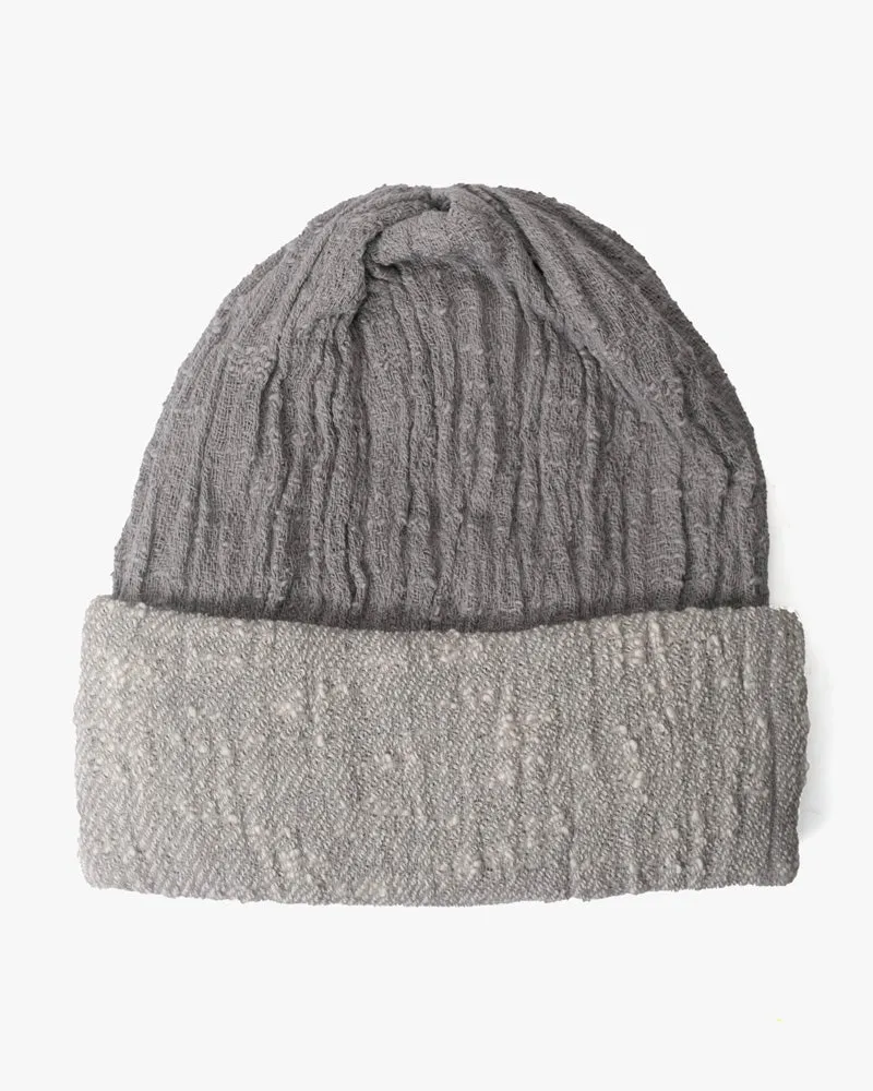 Kobo Oriza Knit Cap, Multi Functional, Cotton, Split Ash Grey and Light Grey, 9˝