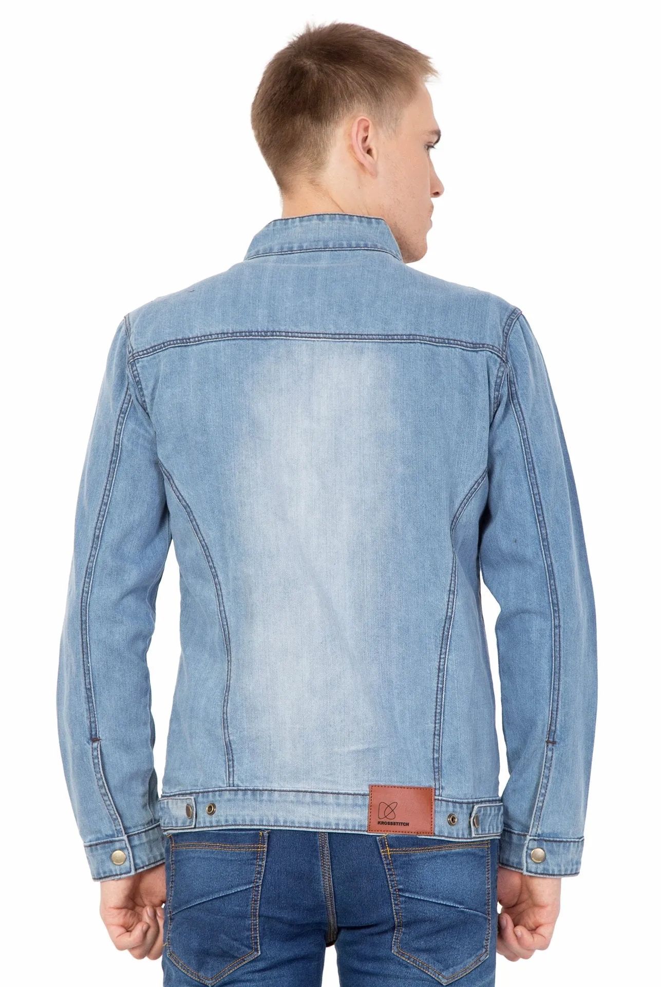 Krossstitch Full Sleeve Men's Denim blue Jacket with Zip Clouser