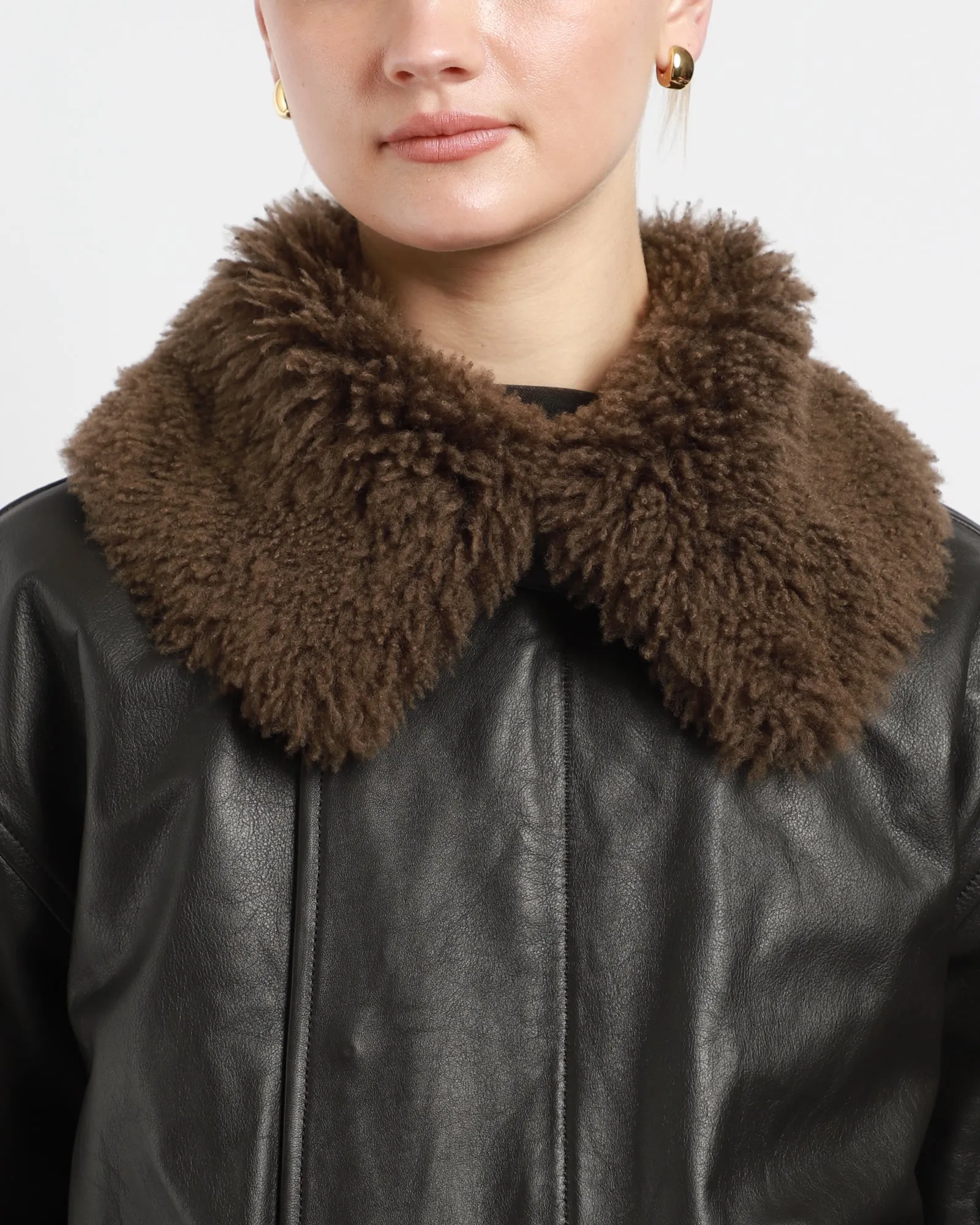 Leather Jacket With Shearling Collar