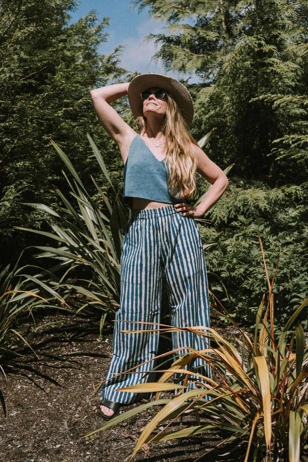 Light Indigo Tank Top, Hand Knit & Natural Dyes