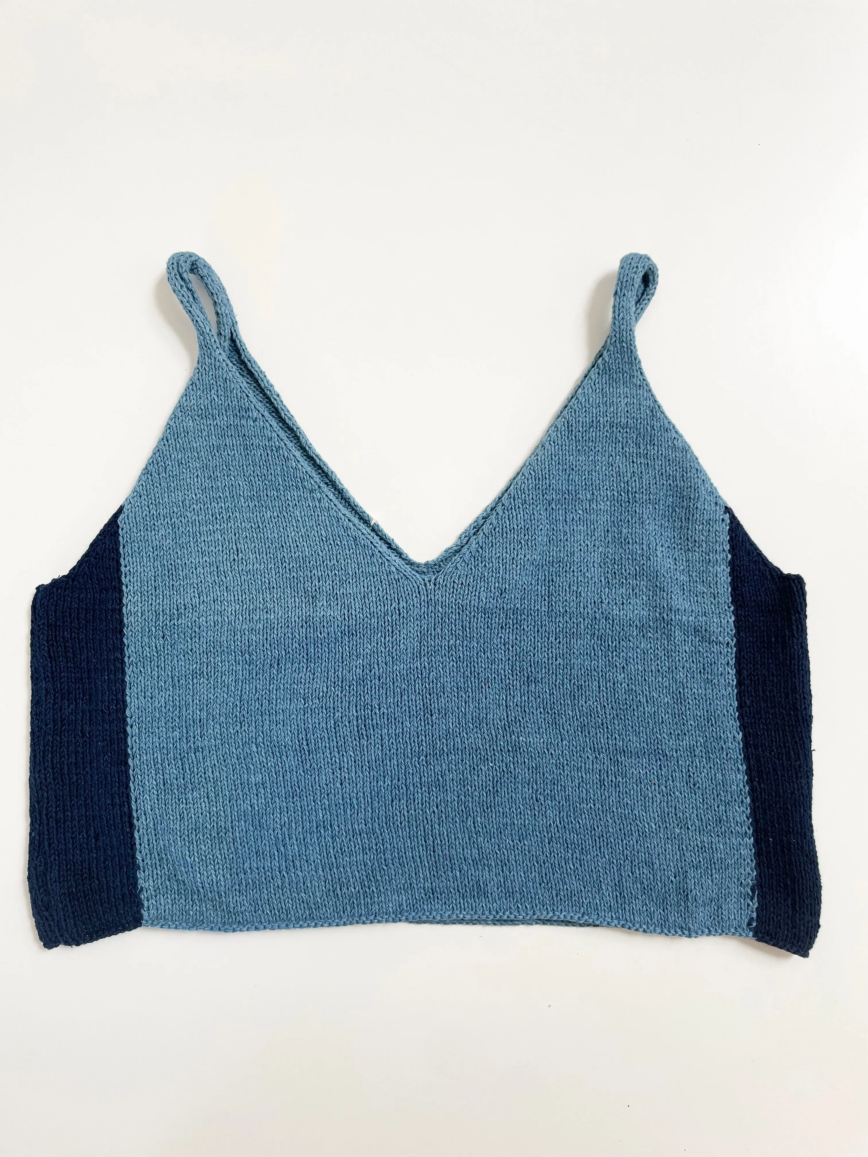 Light Indigo Tank Top, Hand Knit & Natural Dyes