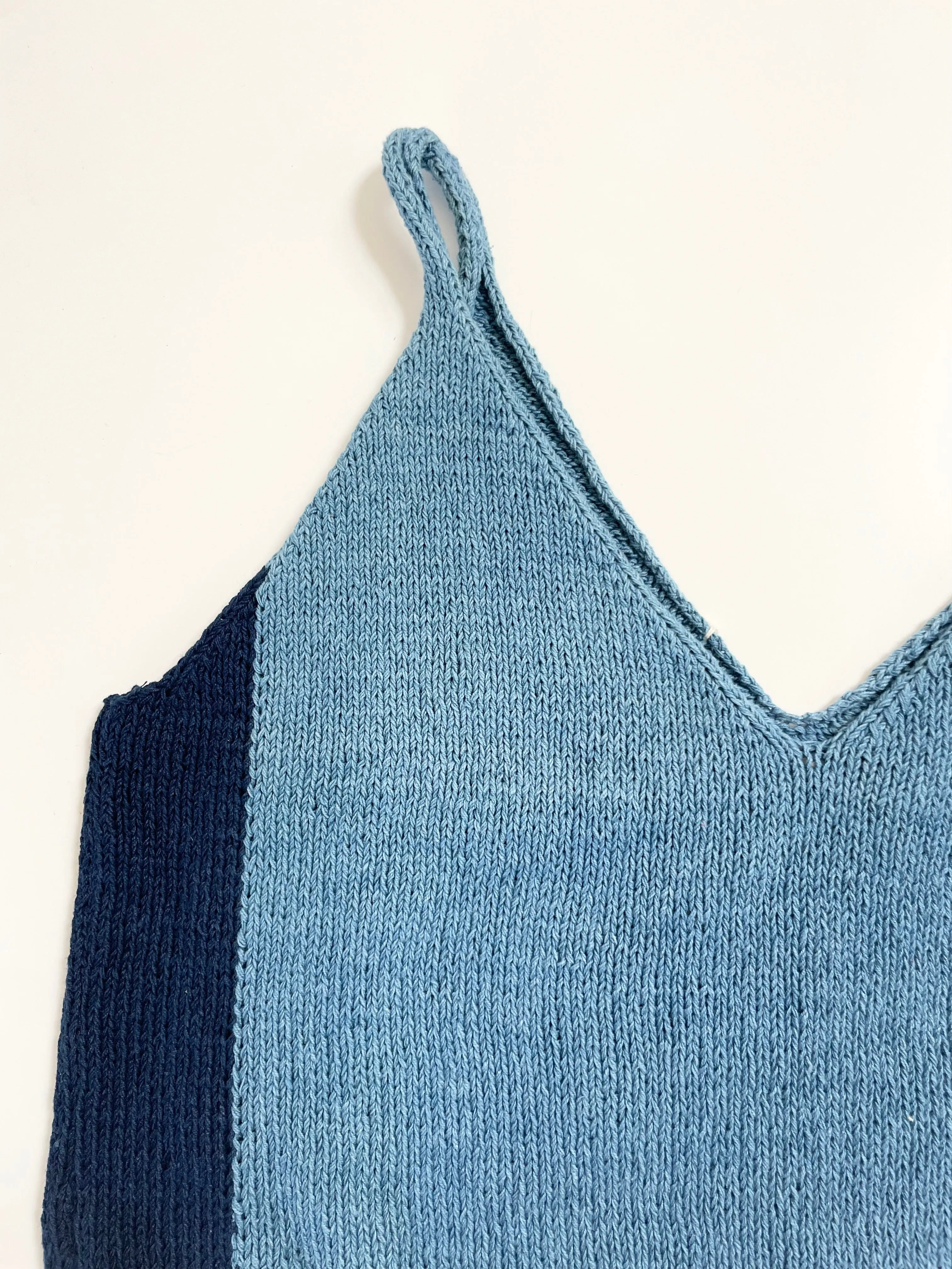 Light Indigo Tank Top, Hand Knit & Natural Dyes