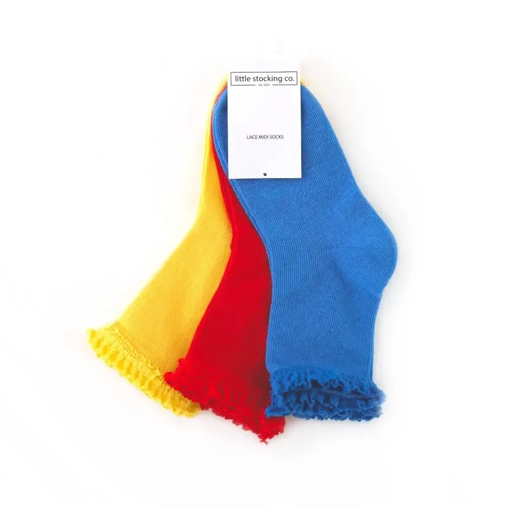 Little Stocking Co  | Laced Midi Socks 3 Pack ~ Picnic