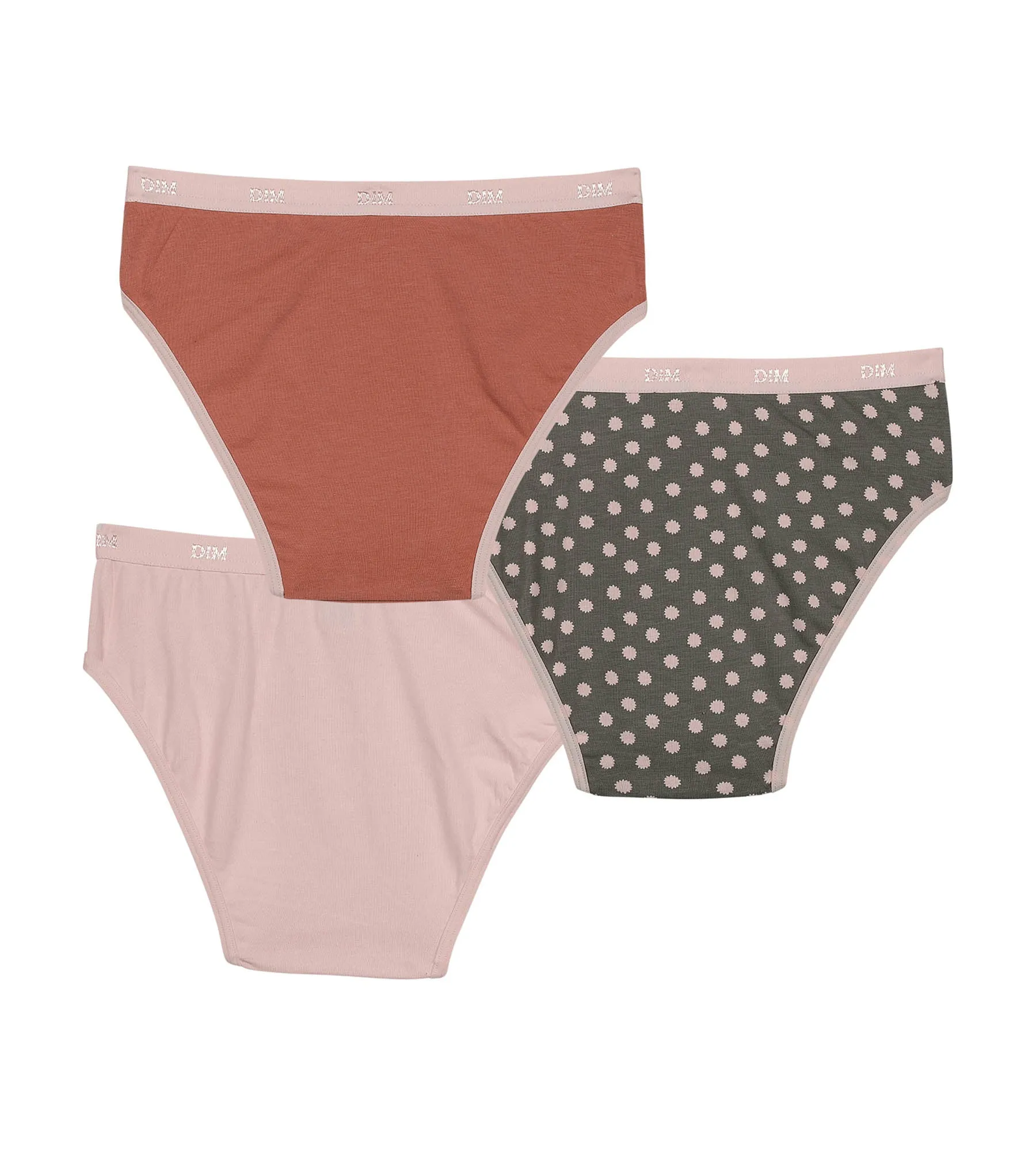 Lot de 3 culottes fille coton stretch à pois Rose Les Pockets de Dim