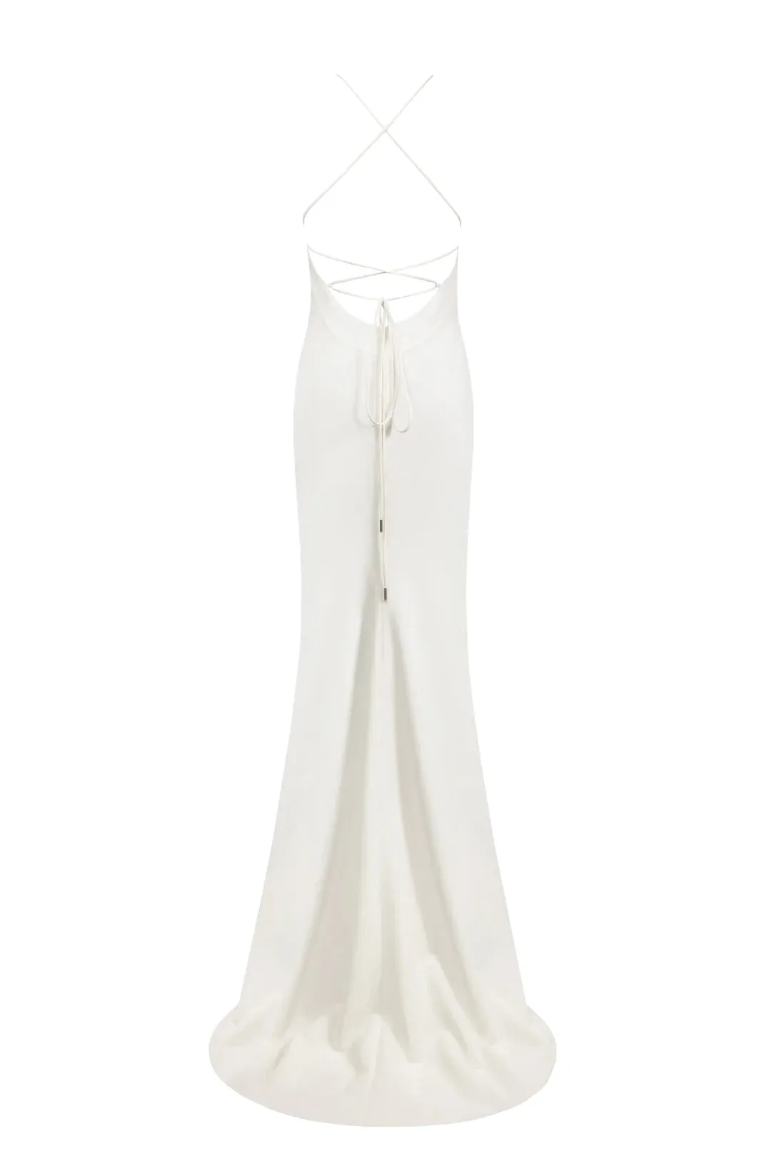 Lustrous White Halterneck Maxi Dress