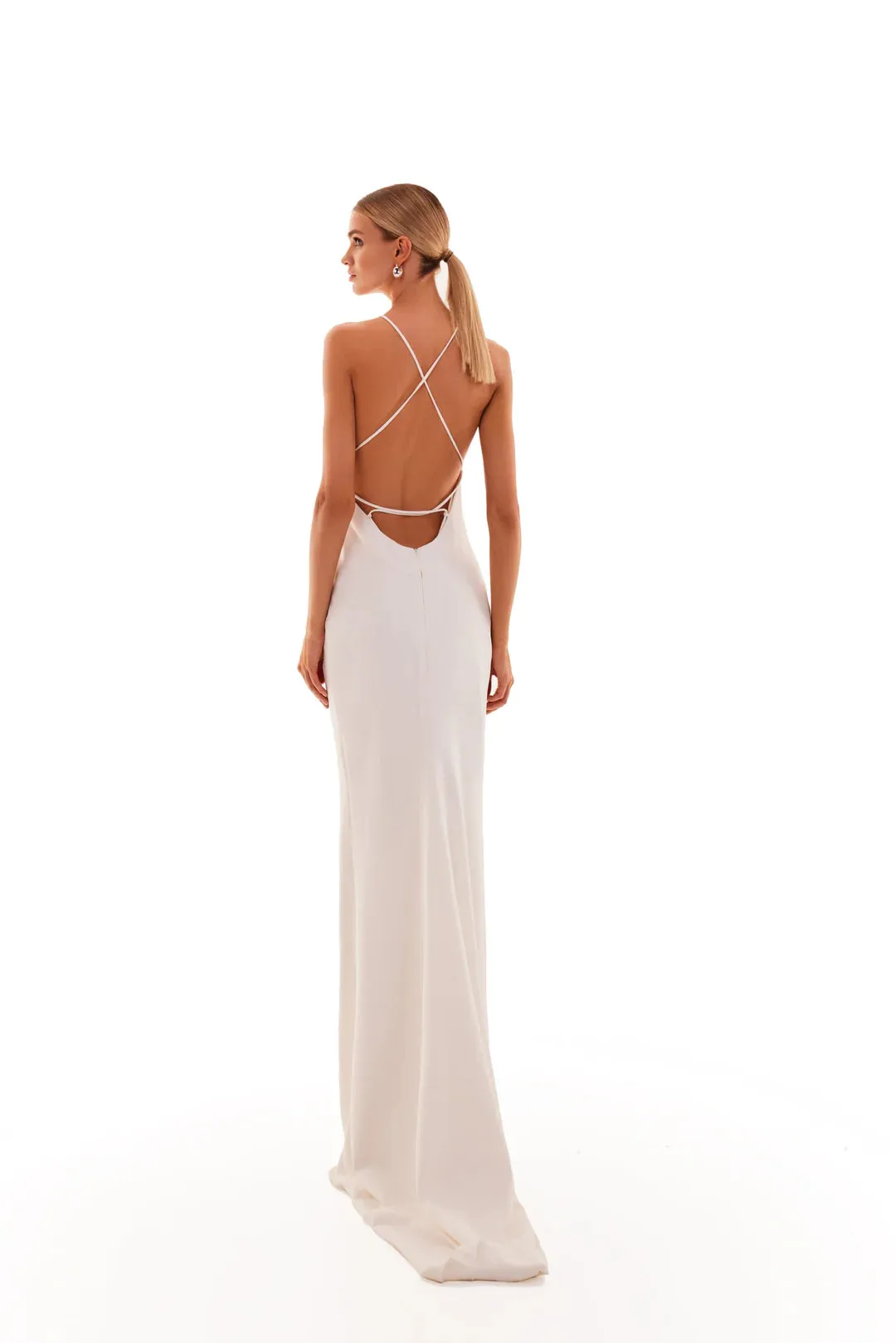 Lustrous White Halterneck Maxi Dress