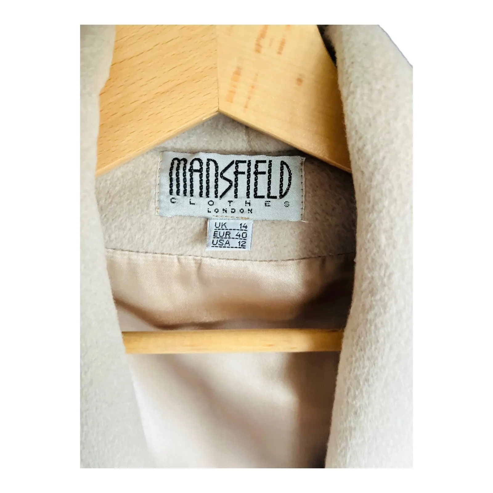 Mansfield Cashmere Blend Camel Mid-Length Coat UK Size 14