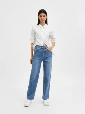 Marie High Waisted Straight Jeans - Mid Blue