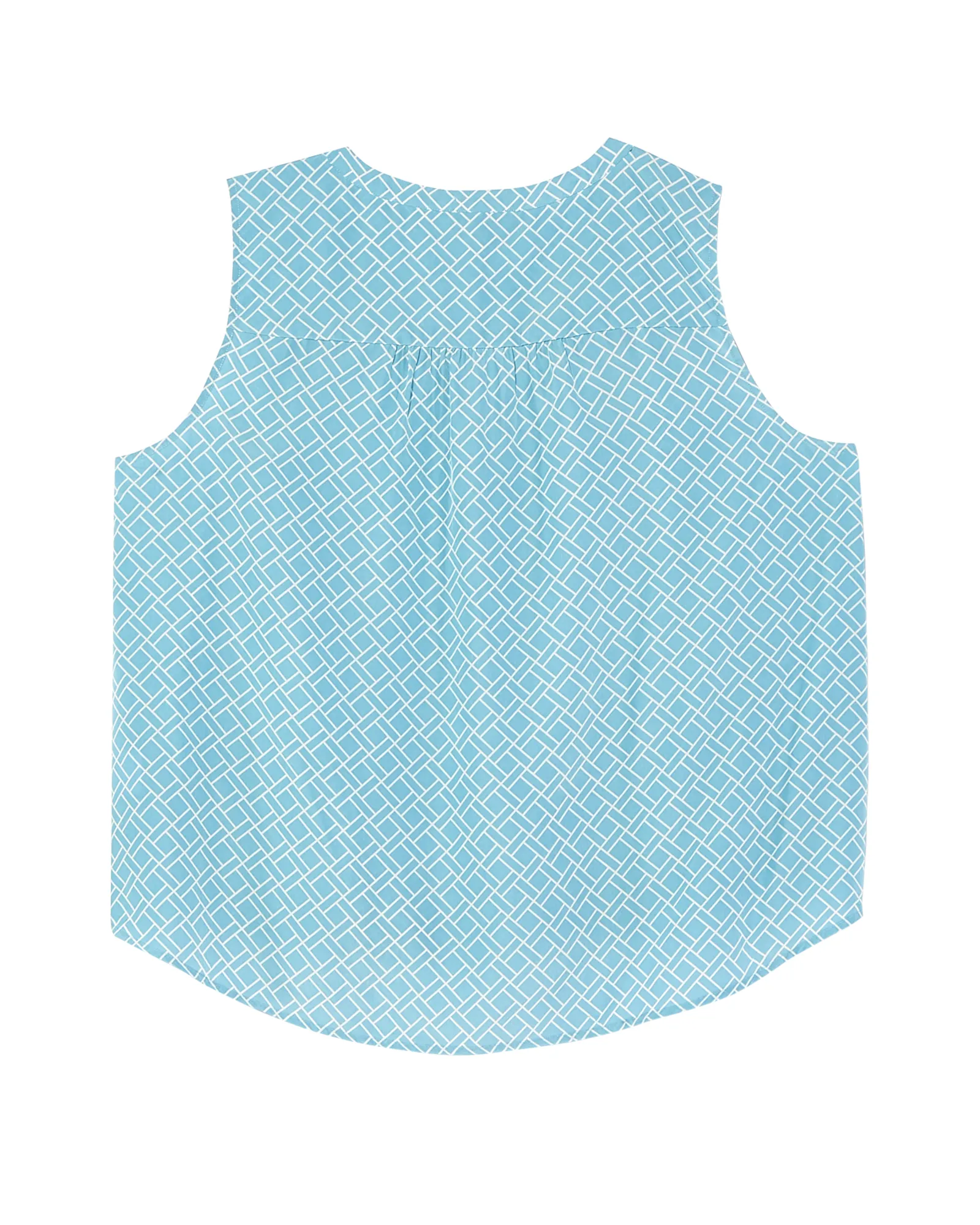 Marlie Sleeveless Gathered Yoke Shirt | Light Blue / White