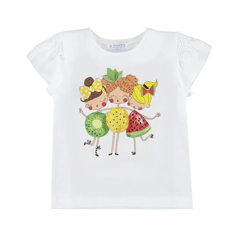 MAYORAL - Fruit Girls Top & Skort Set - White/Orange