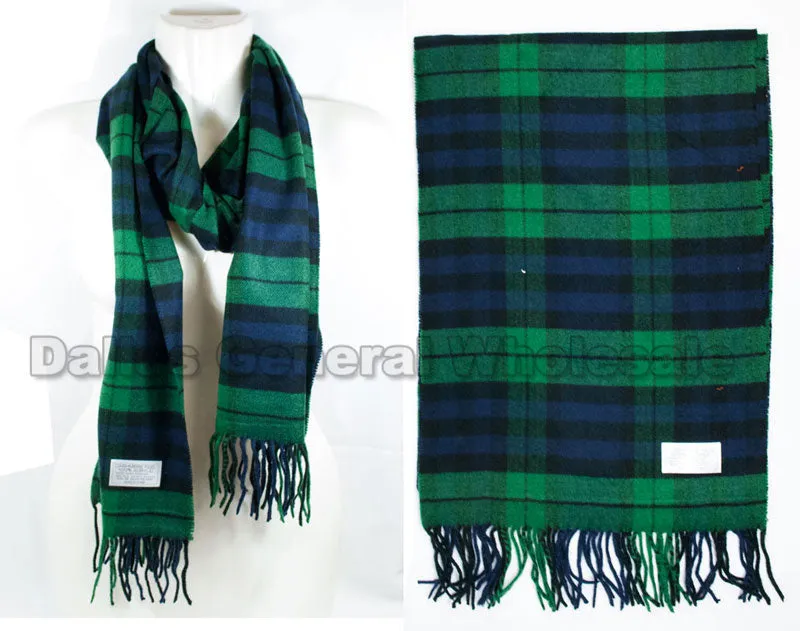 Men Plaid Cashmere Feel Scarf Wholesale