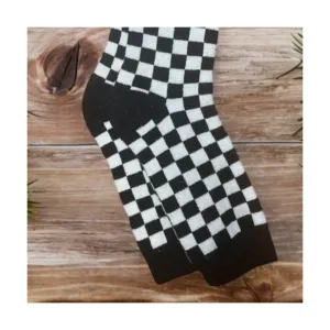 Men's Black & White Check Cosy Socks