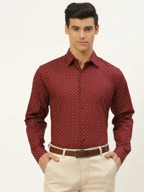 Mens Cotton Maroon & Multi Printed Formal Shirt - Sojanya