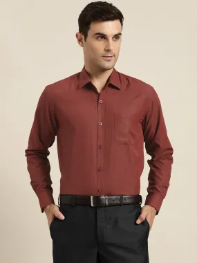 Men's Cotton Maroon Casual Shirt