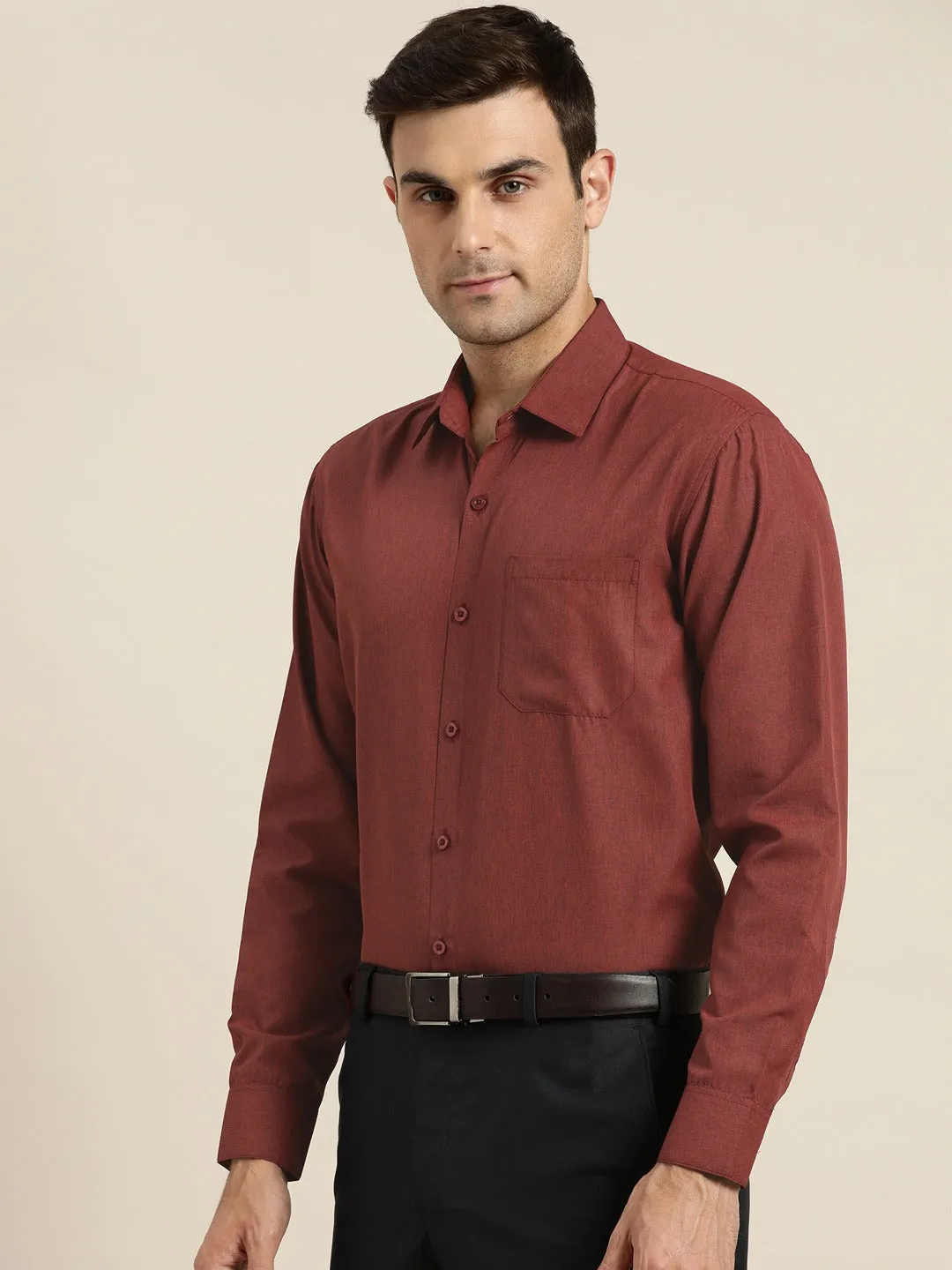 Men's Cotton Maroon Casual Shirt