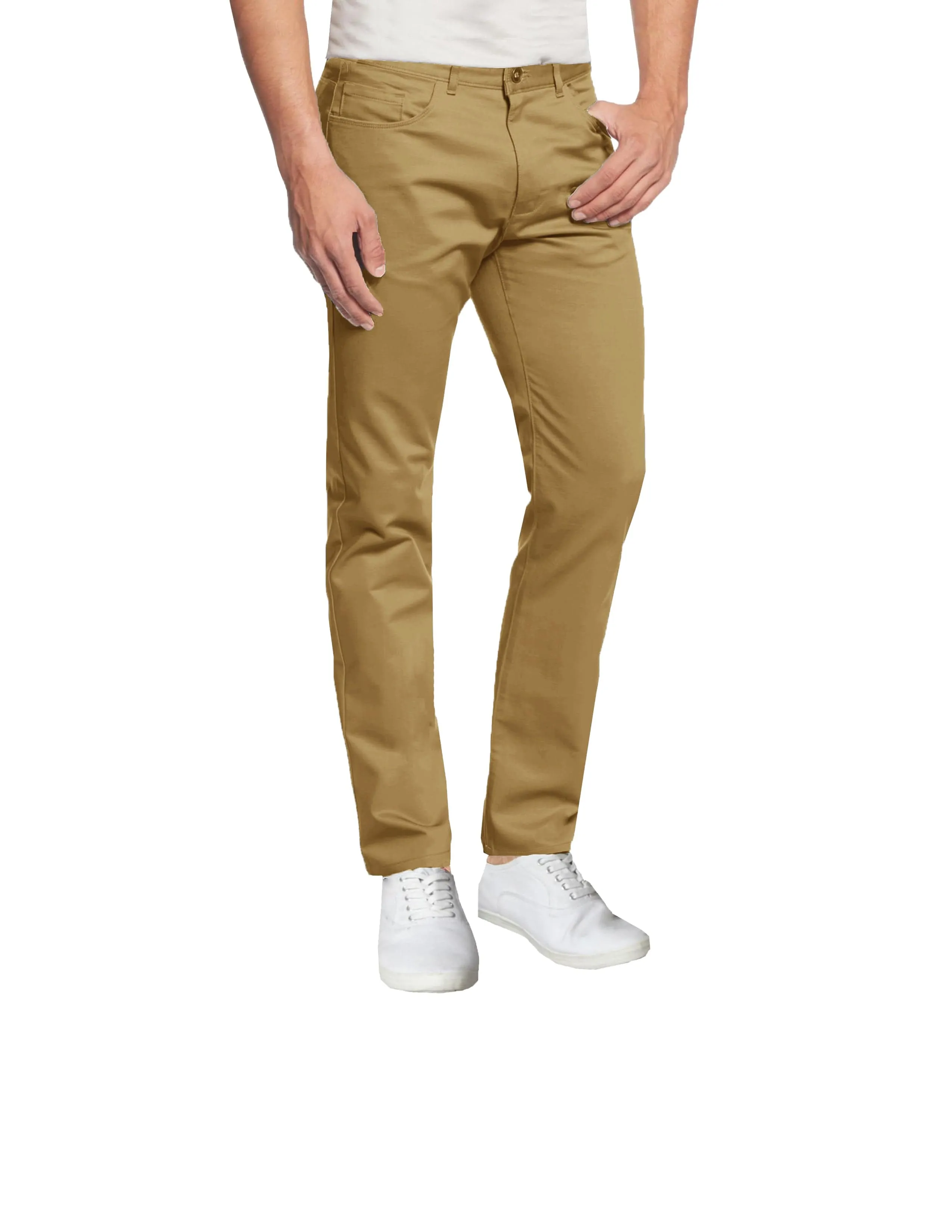 Men's Slim Fitting Cotton Stretch 5-Pocket Chino Pants (Sizes, 30-42)