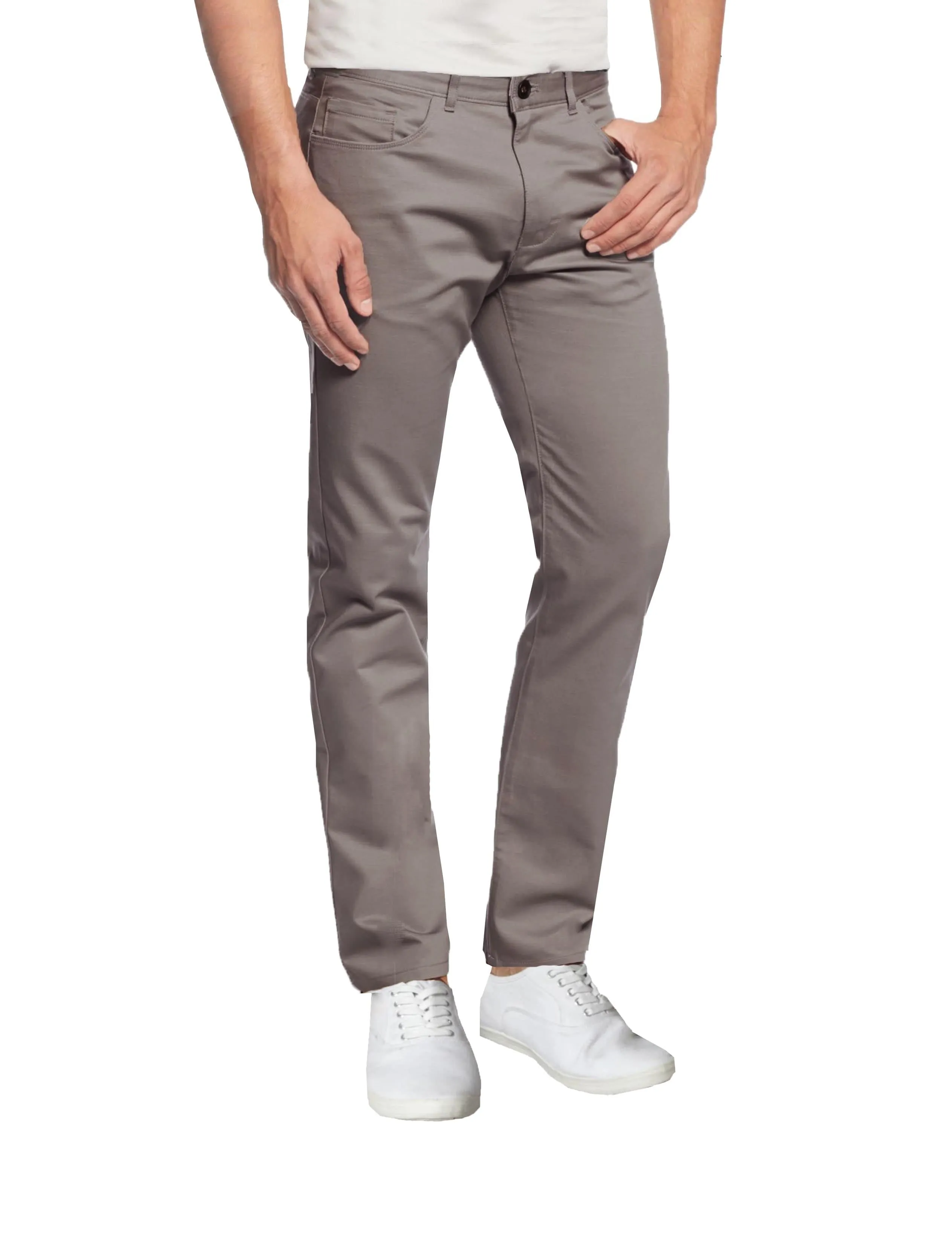 Men's Slim Fitting Cotton Stretch 5-Pocket Chino Pants (Sizes, 30-42)