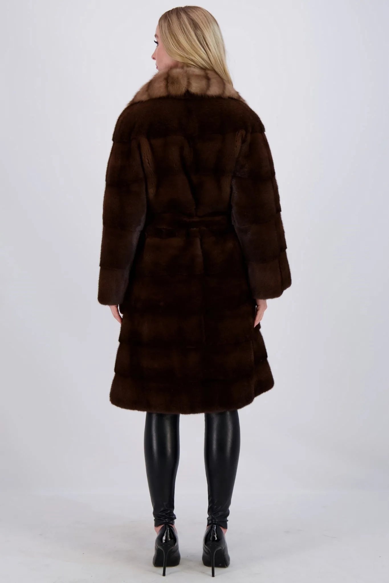 MINK JACKET WITH SABLE COLLAR, MINK BELT