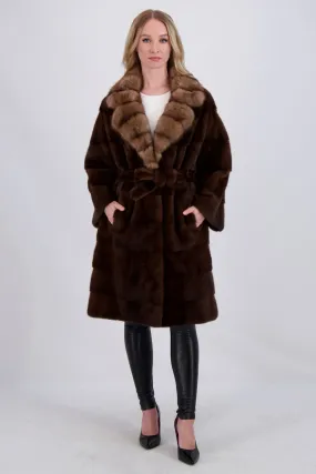 MINK JACKET WITH SABLE COLLAR, MINK BELT