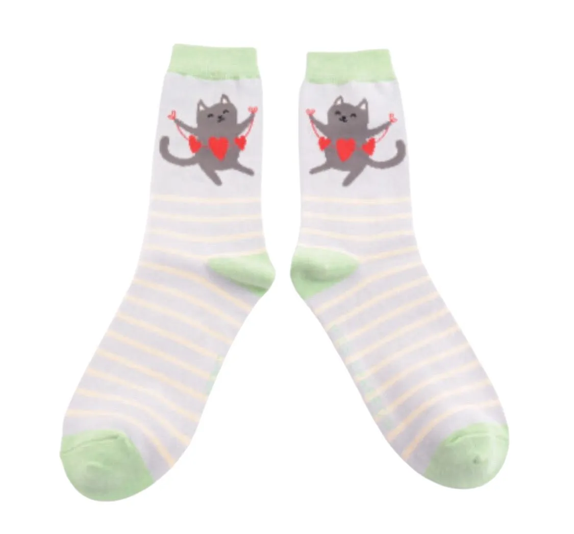 Miss Sparrow Lovely Cats Bamboo Socks (2 Colours)