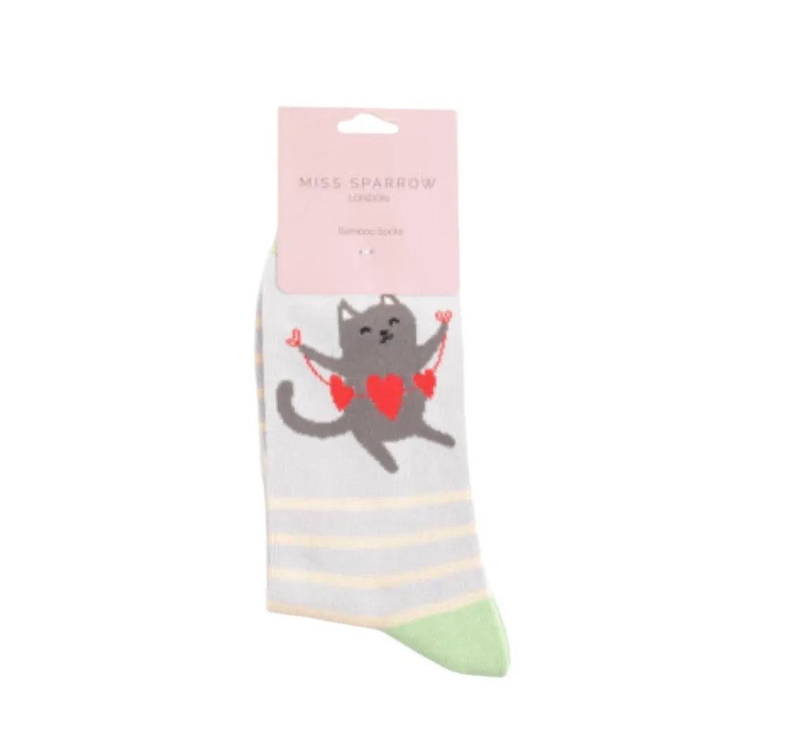 Miss Sparrow Lovely Cats Bamboo Socks (2 Colours)