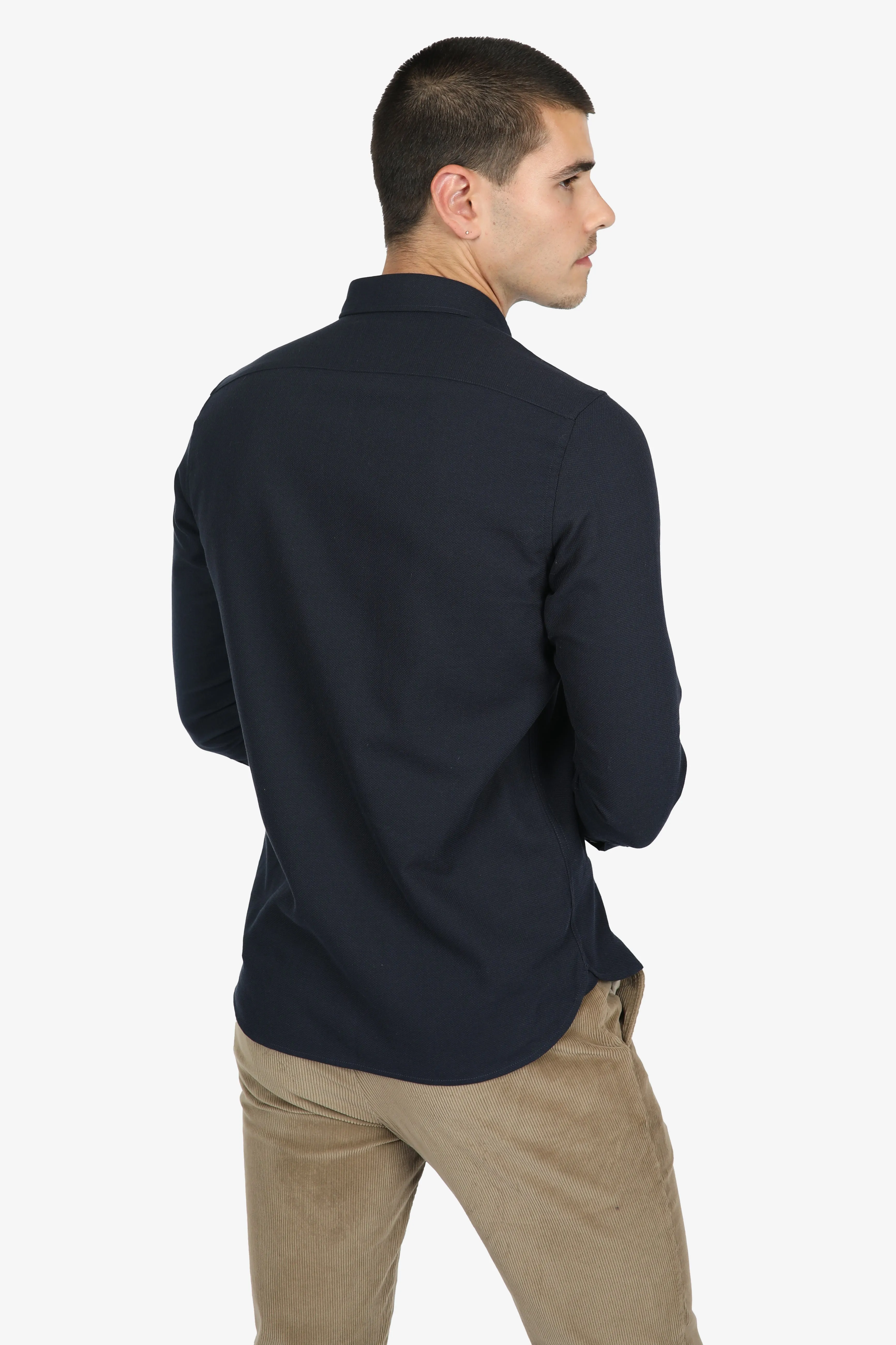 Navy Cotton Diamond Marle Shirt