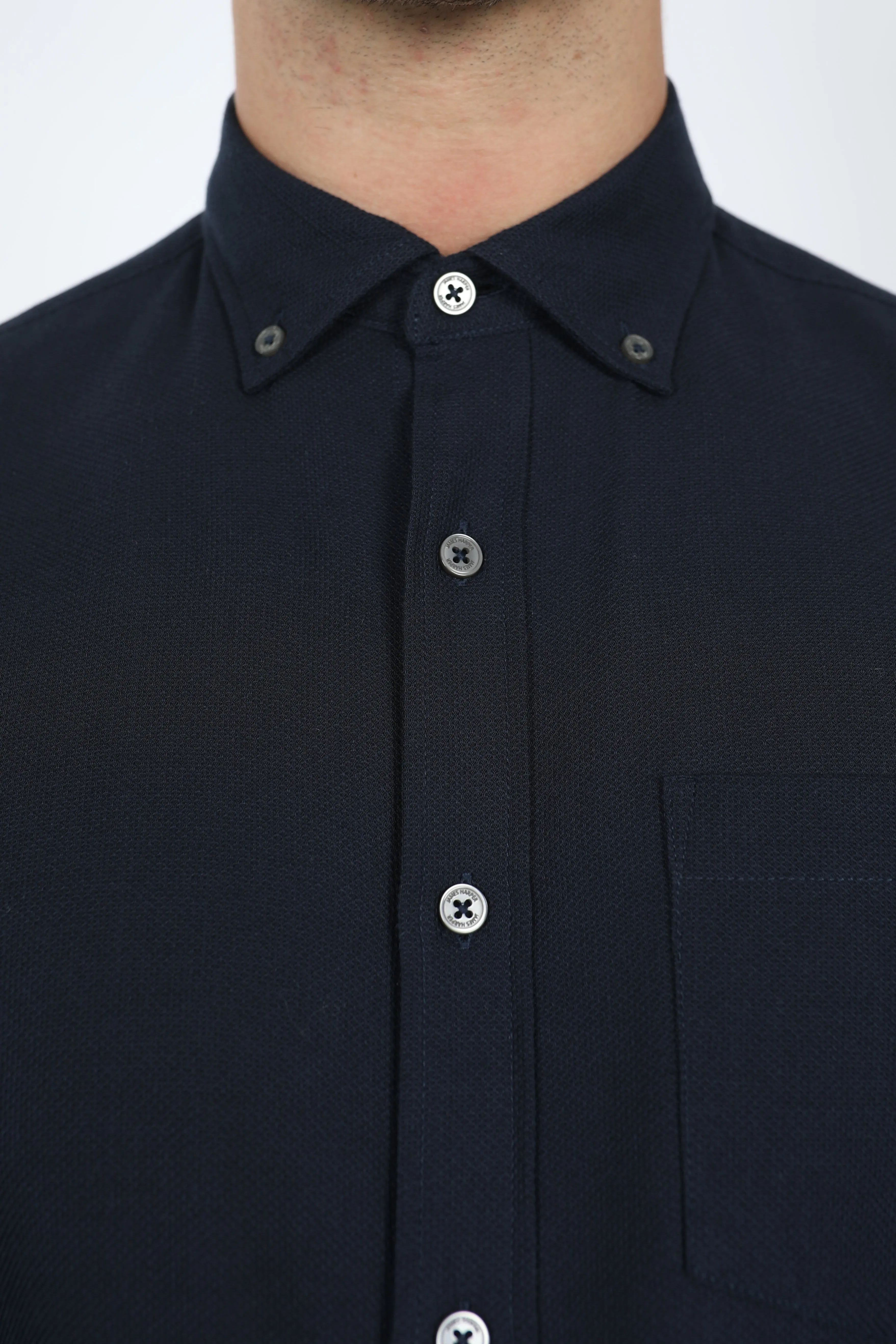 Navy Cotton Diamond Marle Shirt