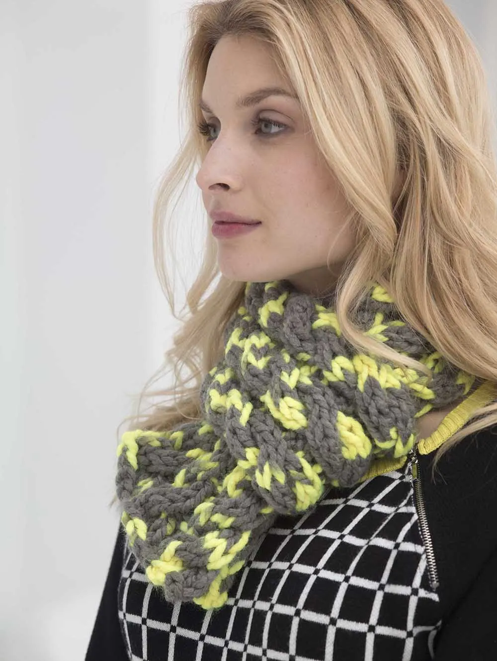 Neon Cabled Scarf Pattern (Knit)