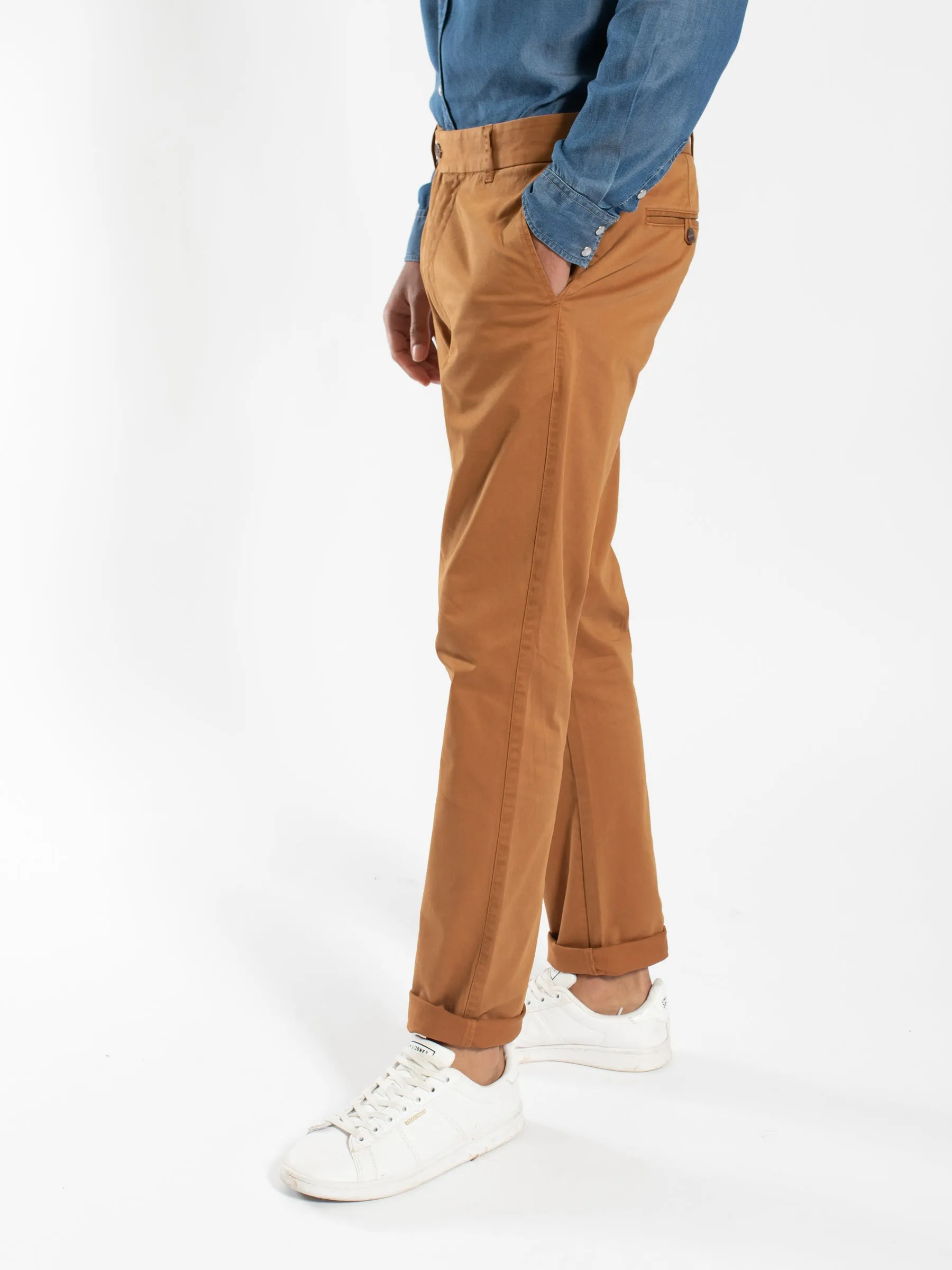 Nutmeg Peach Finish Cotton Spandex Chino